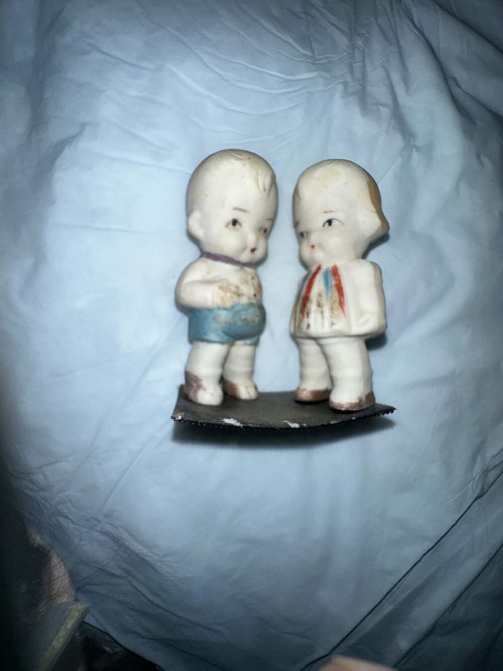 Lot of 2 Vintage 1930s Japan Bisque Girl and Boy Figurines 3 1/4" Tall